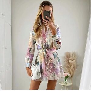 ZARA Pastel Floral Parrot Print Shirt Dress Co-Ord Linen Blazer Outfit 2725 087